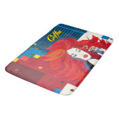 抽象芸術「ファッションカップを持つ美しい女性」 バスマット (アングル)