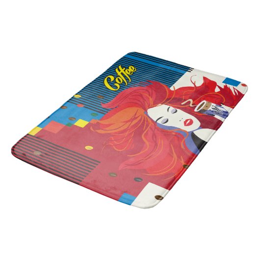 抽象芸術「ファッションカップを持つ美しい女性」 バスマット (アングル)