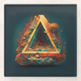 抽象芸術・ファンタジーズ・ワールド・オブ・インポッシブル・オブジェクト ガラスコースター