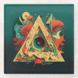 抽象芸術・ファンタジーズ・ワールド・オブ・インポッシブル・オブジェクト ガラスコースター