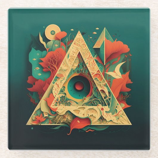 抽象芸術・ファンタジーズ・ワールド・オブ・インポッシブル・オブジェクト ガラスコースター (正面)