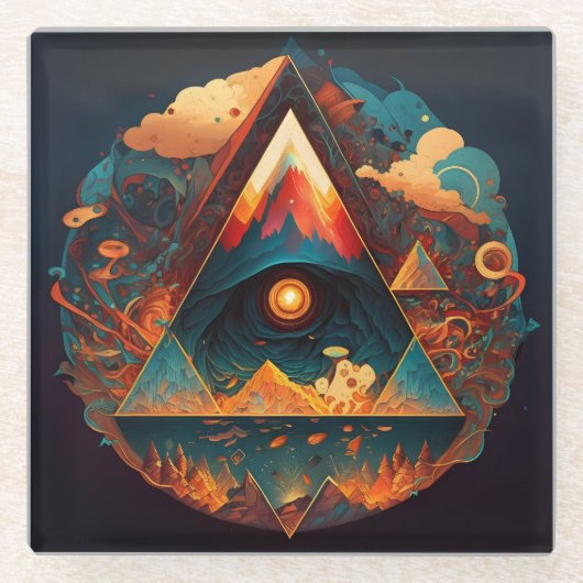 抽象芸術・ファンタジーズ・ワールド・オブ・インポッシブル・オブジェクト ガラスコースター (正面)