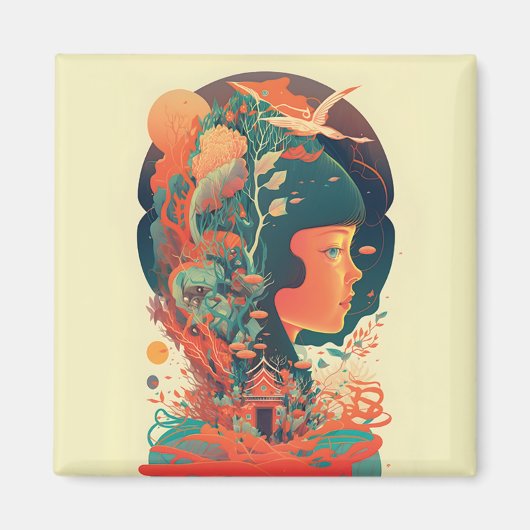 抽象芸術・ファンタジーズ・ワールド・オブ・インポッシブル・オブジェクト マグネット (正面)