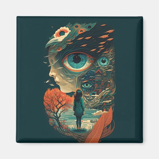 抽象芸術・ファンタジーズ・ワールド・オブ・インポッシブル・オブジェクト マグネット (正面)