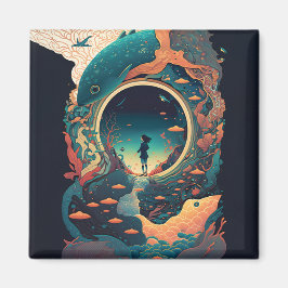 抽象芸術・ファンタジーズ・ワールド・オブ・インポッシブル・オブジェクト マグネット