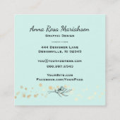 *~*抽象芸術·フロー·バブルミント緑黄色青 スクエア名刺 (裏面)