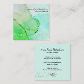 *~*抽象芸術·フロー·バブルミント緑黄色青 スクエア名刺 (正面/裏面)