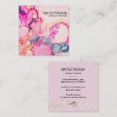 *~*抽象芸術·フロー·バブル桃色青 スクエア名刺 (正面/裏面)