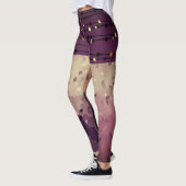 抽象芸術、ブラウン、ピンク、ピンク色のレッグ レギンス (左)