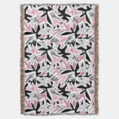 抽象芸術，ブラックとピンク，ユース，モダンスローピル スローブランケット (正面縦)