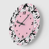 抽象芸術,ブラックとピンク,ユース,モダンスローピル ラージ壁時計 (傾斜)