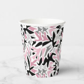 抽象芸術，ブラックとピンク，ユース，モダンスローピル 紙コップ (右)