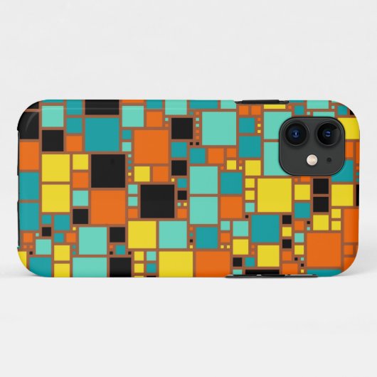 抽象芸術 |ブラックイエローオレンジブルーの正方形 Case-Mate iPhoneケース (裏面(横))