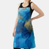 抽象芸術・ブルーと金ゴールド・バックグラ・カラフル エプロン (インサイチュ)