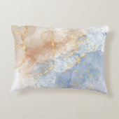 抽象芸術·ブルー、ターペ、金ゴールド アクセントクッション (裏面)