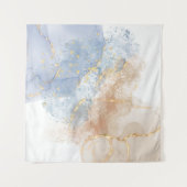 抽象芸術·ブルー、ターペ、金ゴールド タペストリー (正面(横))