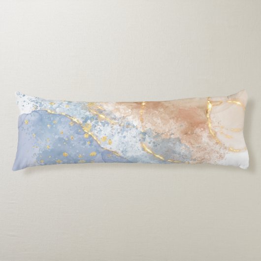 抽象芸術·ブルー、ターペ、金ゴールド ボディピロー (正面)