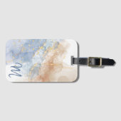 抽象芸術·ブルー、ターペ、金ゴールド ラゲッジタグ (正面横)