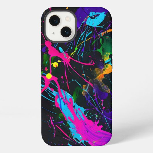 抽象芸術 ペイントスプラッター画像 iPhoneケース (裏面)