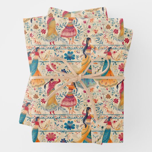 抽象芸術・ボリウッド・ダンサー ラッピングペーパーシート (インサイチュ)