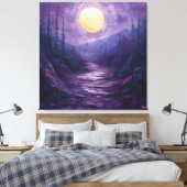 抽象芸術（ムーンライト）紫と金ゴールド キャンバスプリント (インサイチュ (寝室))