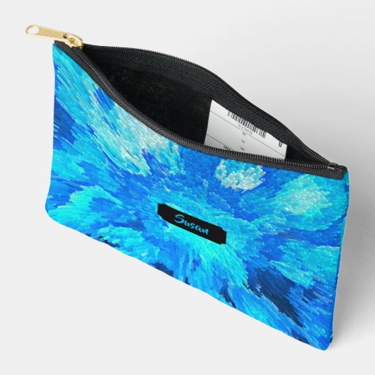 抽象芸術, モダン,ターコイズモザイクカスタム, アクセサリーポーチ (見開き)