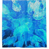 抽象芸術, モダン,ターコイズモザイク シャワーカーテン (正面)