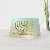 抽象芸術（ユダヤ教）メノラーカラフルハッピーハヌカー金ゴールド シーズンカード (正面)