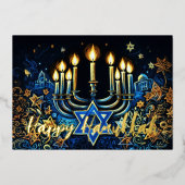 抽象芸術（ユダヤ教）メノラーハッピーハヌカー 箔シーズンカード (正面)