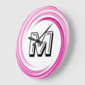 抽象芸術・ラベンダー・スワール・モノグラム ラージ壁時計 (傾斜)