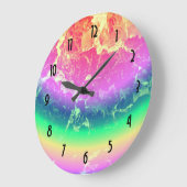 抽象芸術 – レインボーサイケデリックカラー ラージ壁時計 (傾斜)