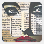 抽象芸術 |レディの顔デジタル文字アート スクエアシール (正面)