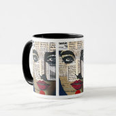 抽象芸術 |レディの顔デジタル文字アート マグカップ (正面左)