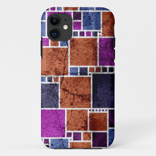 抽象芸術 |レトロ正方形ひび割れ壁 Case-Mate iPhoneケース (裏面)