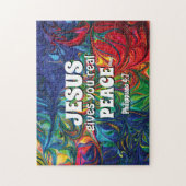 抽象芸術 与え|イエス実在の平和 |クリスチャンブルー ジグソーパズル (縦)