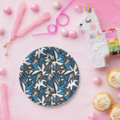 抽象芸術，幾何学的，パターン，黒と青の投げ ペーパープレート (パーティー)