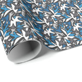 抽象芸術，幾何学的，パターン，黒と青の投げ ラッピングペーパー (ロールコーナー)