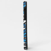 抽象芸術，幾何学的，パターン，黒と青の投げ Case-Mate iPhoneケース (裏面/左)