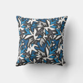 抽象芸術，幾何学的，パターン，黒と青 クッション (裏面)