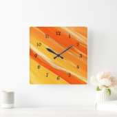 抽象芸術(斜めのオレンジと黄色のストライプ) スクエア壁時計 (ホーム)