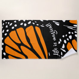 抽象芸術（昆虫）オオカバマダラ、モナークバタフライウィング – 人生は魔法だ！ ビーチタオル