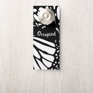 抽象芸術(昆虫)オオカバマダラ、モナークバタフライウィング – 占有/空 ドアノブサイン