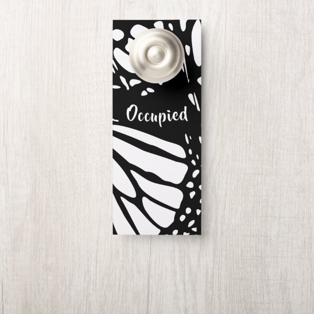 抽象芸術（昆虫）オオカバマダラ、モナークバタフライウィング – 占有/空 ドアノブサイン (ノブ)