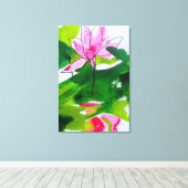 抽象芸術《植物》スイレン水絵画色 キャンバスプリント (インサイチュ (ウッドフロア))