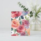 抽象芸術 - 水彩のバラ ポストカード (スタンド正面)