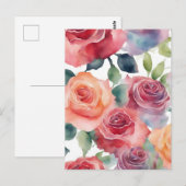 抽象芸術 - 水彩のバラ ポストカード (正面/裏面)