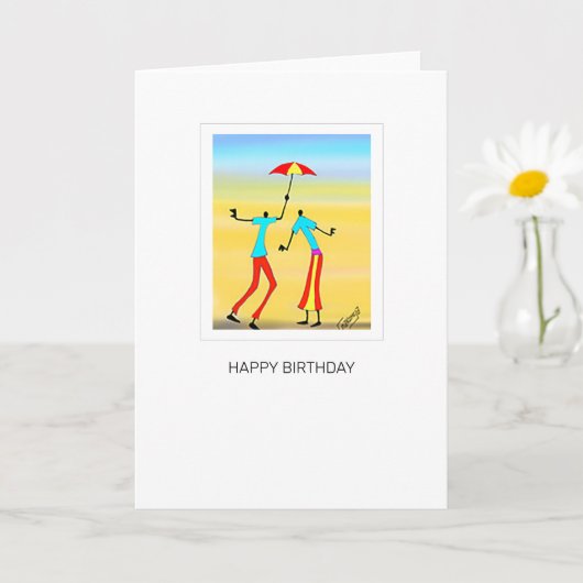 抽象芸術、熱帯夏誕生日 カード (小さな植物)