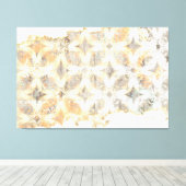 抽象芸術（白、グレー、オレンジ、青） キャンバスプリント (インサイチュ (ウッドフロア))