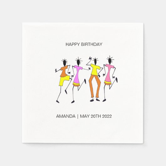 抽象芸術、素晴らしパーティー誕生日 スタンダードカクテルナプキン (正面)