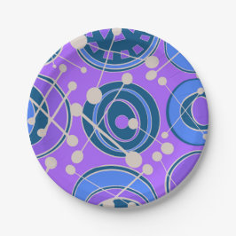 抽象芸術、紫、青の図形 ペーパープレート